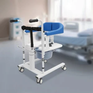 Hydraulic Patient Lifting Chair with Potty, Transfer Wheelchair Lightweight Transport with 180° Split Seat for Elderly, Disabled