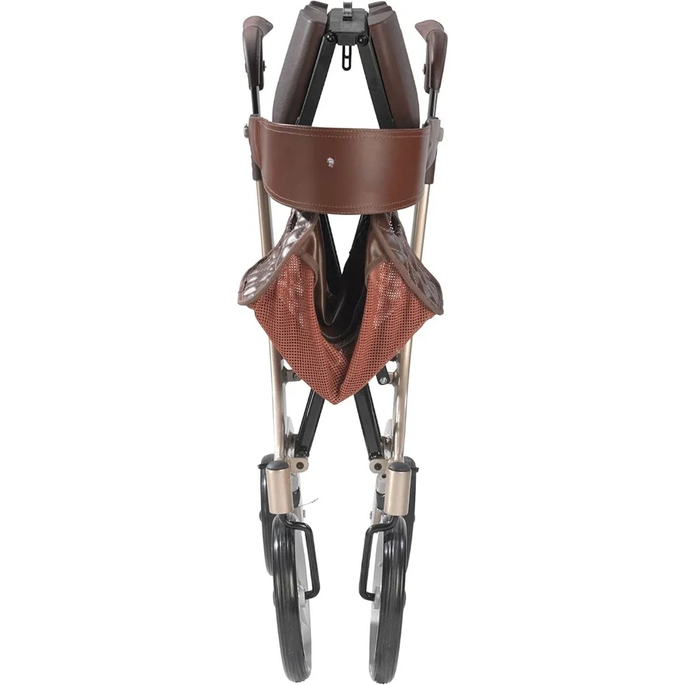 RTL10266CH-HS Nitro DLX Foldable Rollator Walker with Seat, Champagne (Brown) outdoor storage shed - Image 3