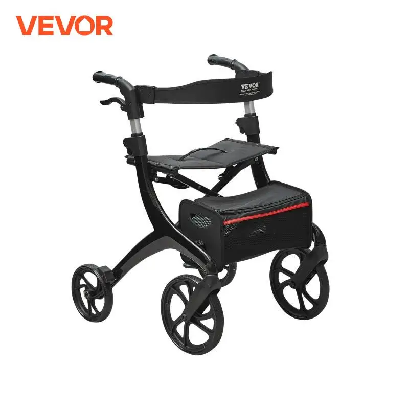 VEVOR Folding Rollator Walker for Seniors and Adults Lightweight Aluminum Rolling Walker with Seat and Adjustable Handle 4-Wheel