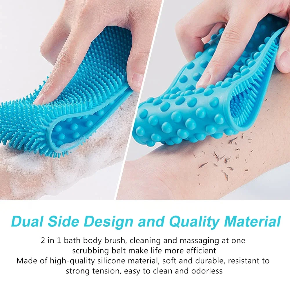 Back Scrubber for Shower,Inmorven Bath Body Brush Silicone Back Brush Extra Long Exfoliating Body Scrubber with Handle Men Women - Image 4