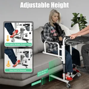 Hydraulic Patient Lift Nursing Chair 4 in 1 Shower Chair Transport Wheelchair Adjustable Lifting Height Transfer Aid