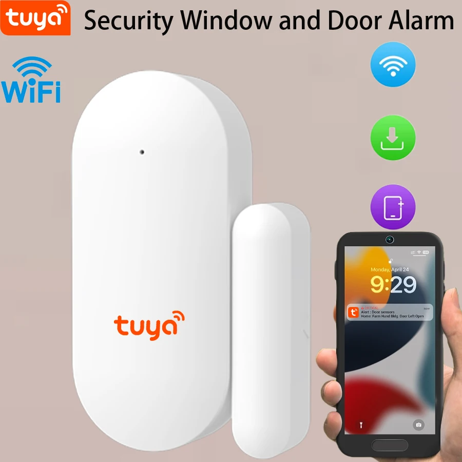 1packTuya WiFi Smart Door Sensor Door Open Closed Detectors Smart Home Security Protection Alarm System Smart Life APP Control