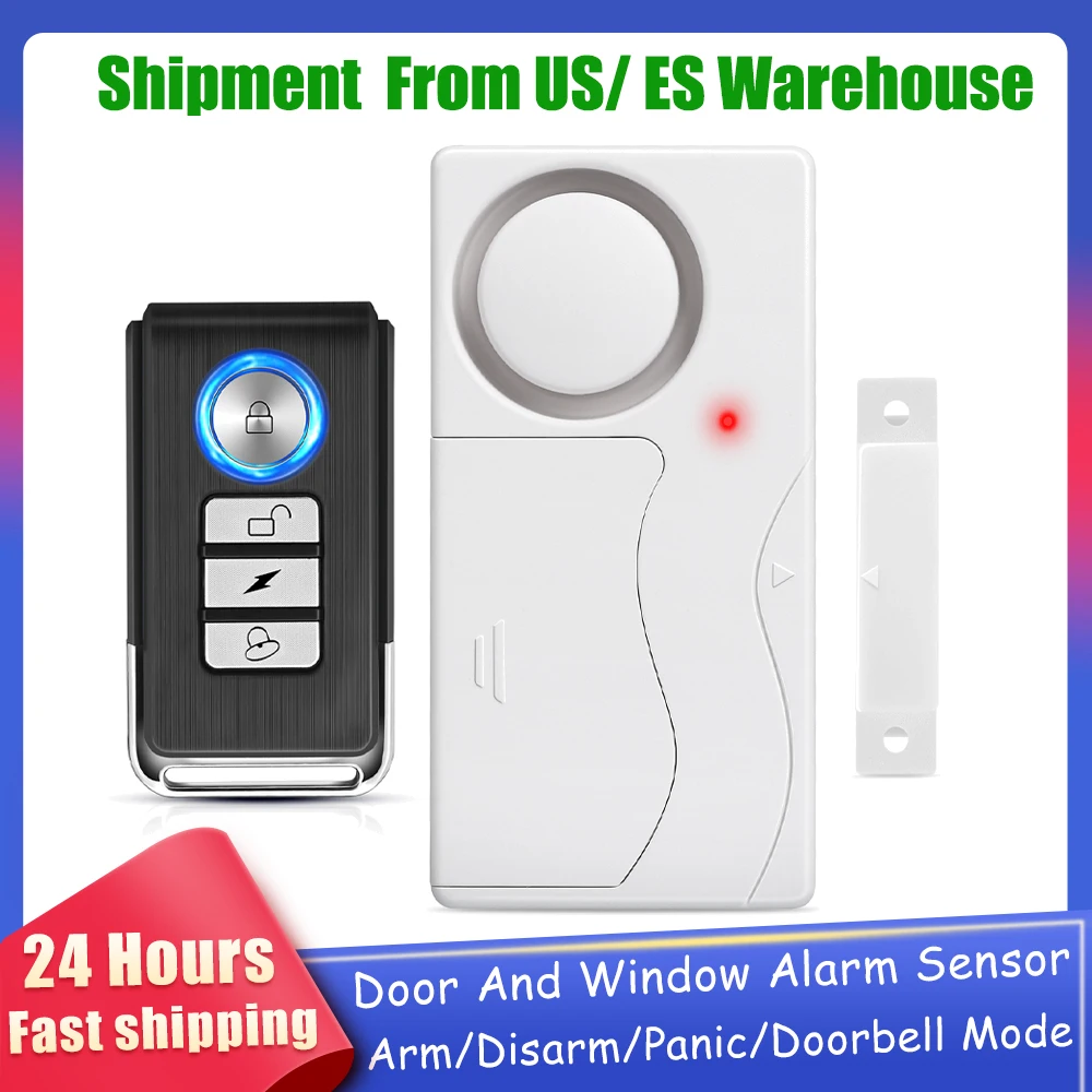Elecpow Door Window Burglar Alarm Sensor Wireless Remote Control Anti-Theft Alarm System Kit Home Security Door Open Detectors