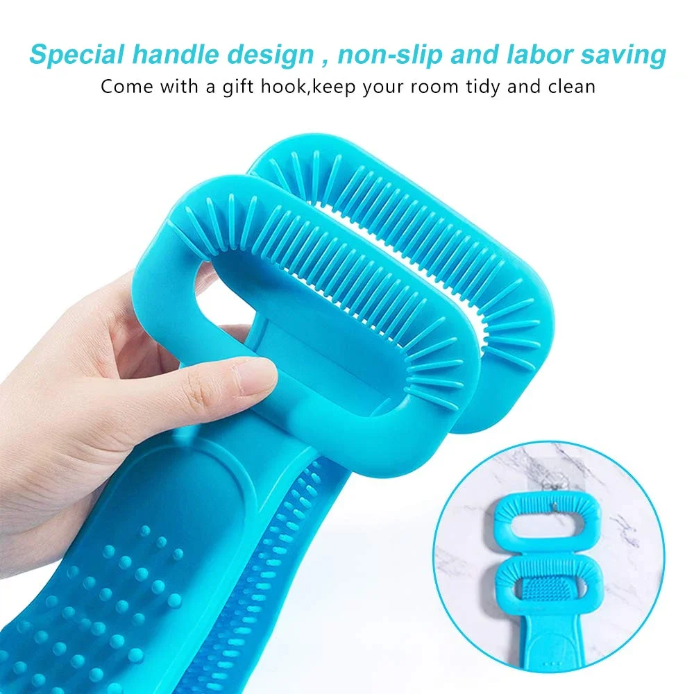Back Scrubber for Shower,Inmorven Bath Body Brush Silicone Back Brush Extra Long Exfoliating Body Scrubber with Handle Men Women - Image 6