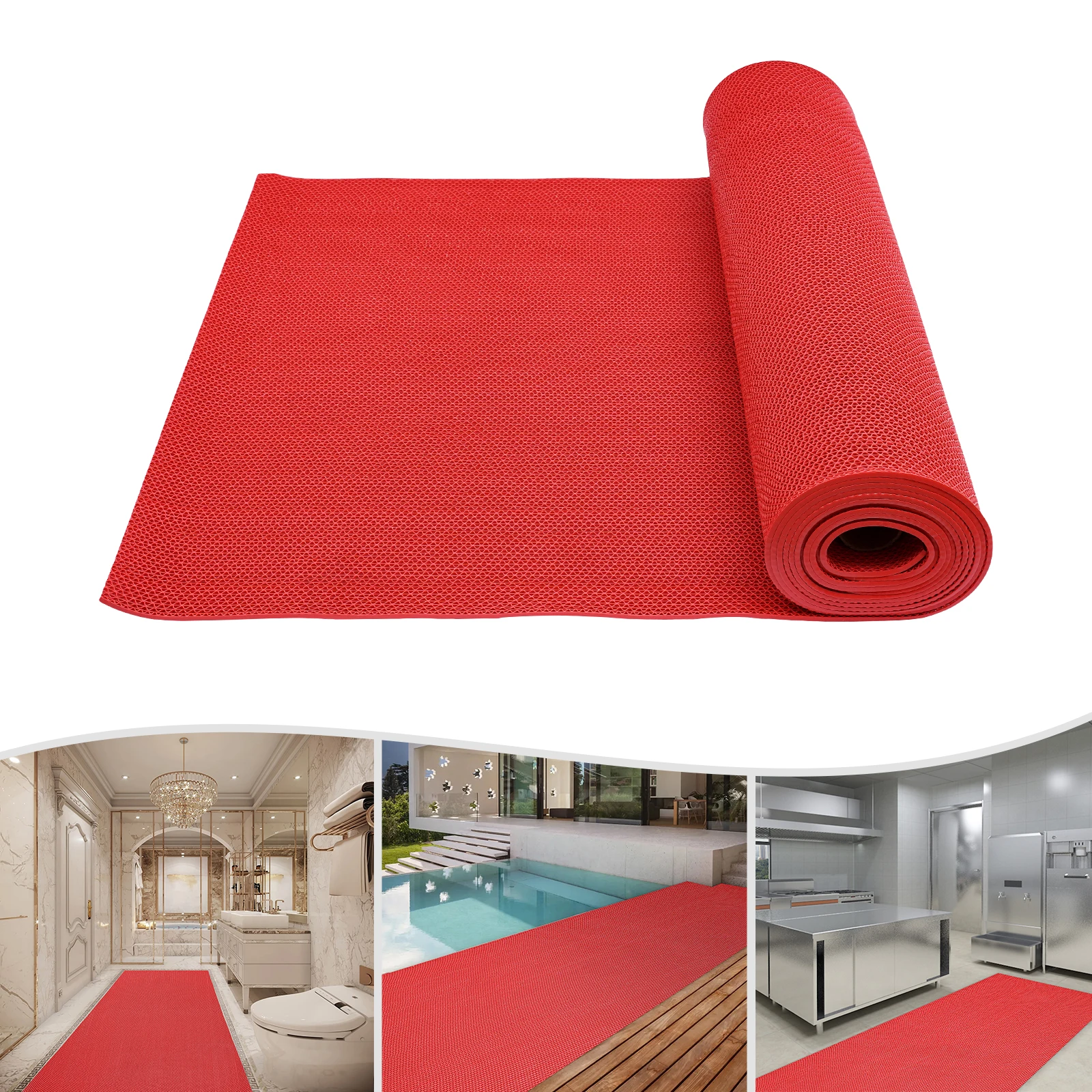 PVC Drainage Floor Mat Non-slip Mat for Kitchen Bathroom Outdoor Pool Foot Carpet Mats