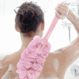 Long Handle Back Exfoliating Scrubber Sponge Soft Mesh Exfoliating Bath Bubble Hanging Back Body Bath Shower Brush